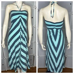 Patagonia Kamala Maxi Skirt Halter Dress Striped Bay Blue Size Small